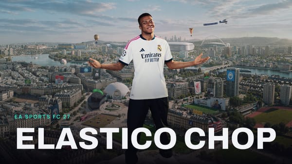 EA SPORTS FC 27 key art with ELASTICO CHOP across it