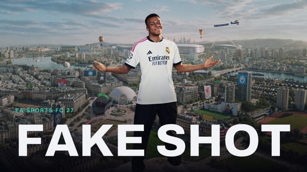 EA SPORTS FC 27 key art with FAKE SHOT across it