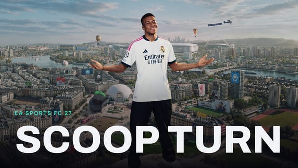 EA SPORTS FC 27 key art with SCOOP TURN across it