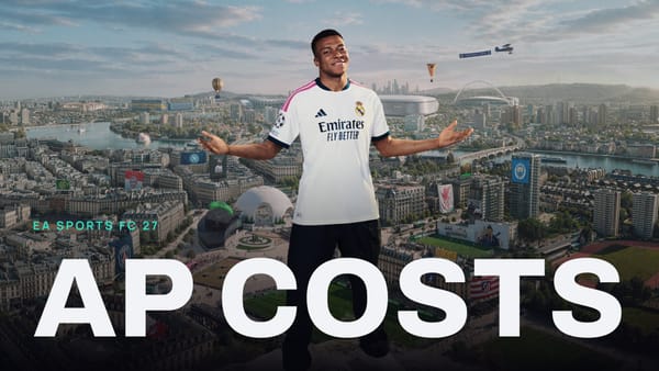 EA SPORTS FC 27 key art with AP COSTS across it
