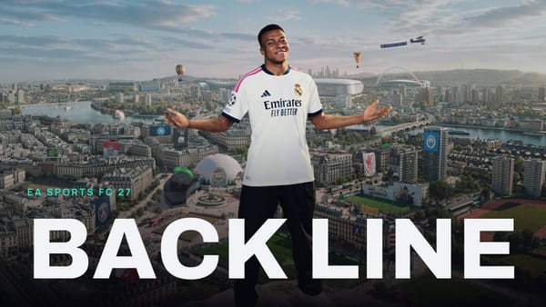EA SPORTS FC 27 key art with BACK LINE across it