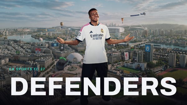 EA SPORTS FC 27 key art with DEFENDERS across it