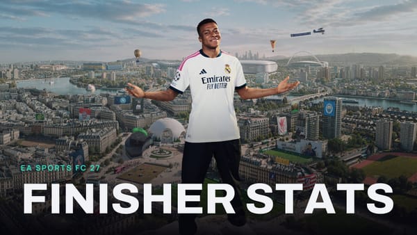 EA SPORTS FC 27 key art with FINISHER STATS across it