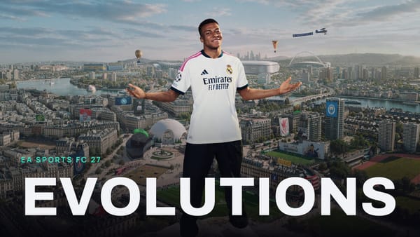 EA SPORTS FC 27 key art with EVOLUTIONS across it