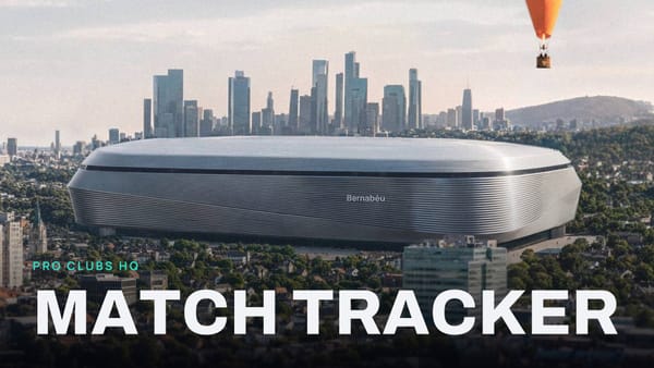 The Bernabéu in FC 27’s The Grounds, with MATCH TRACKER across it